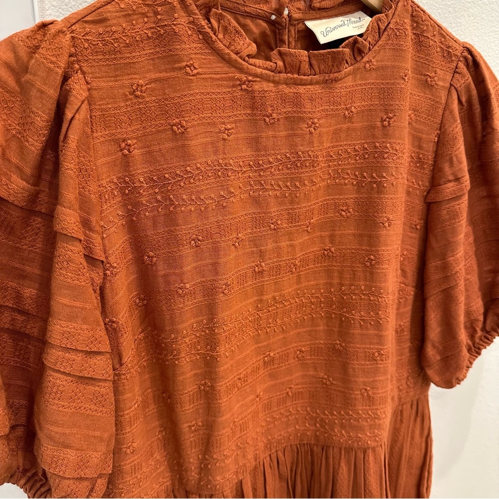 Universal Thread Burnt Orange Embroidered Prairie… - image 2